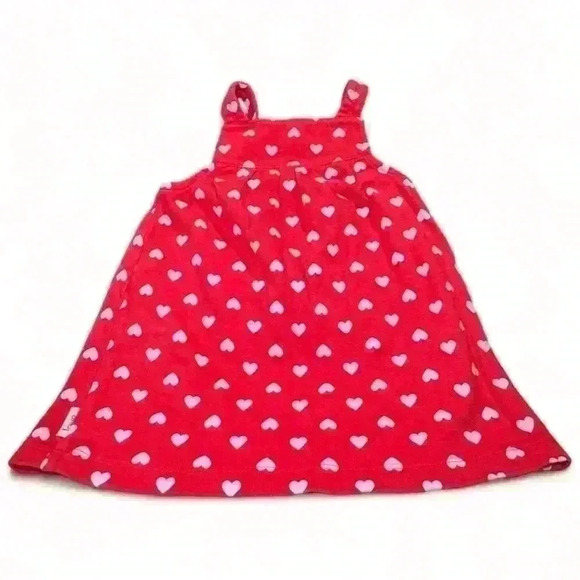 Carter’s - Red w Pink Hearts Overalls Dress- size 18 Months - Picture 4 of 5